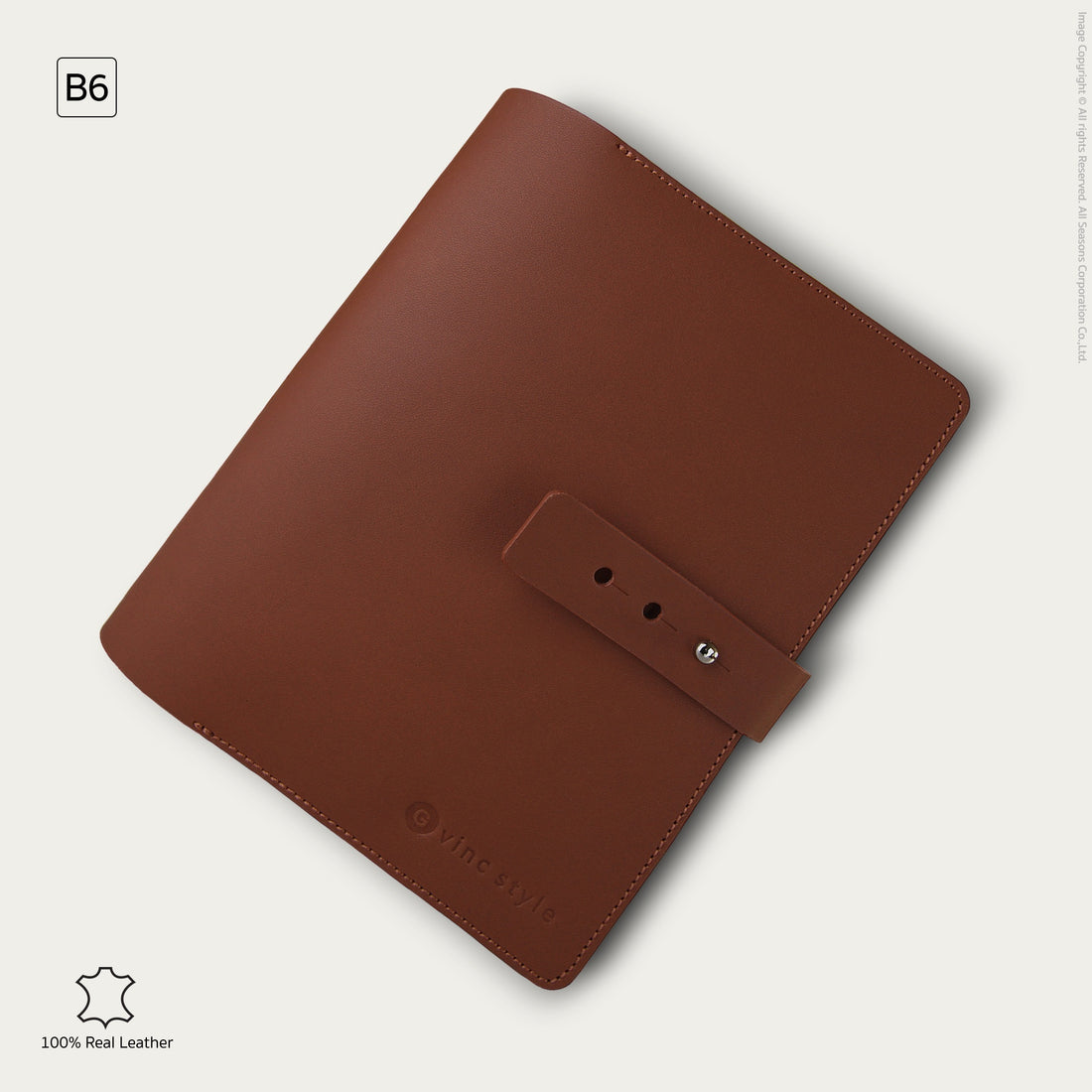 สมุดโน๊ต ปกหนังแท้ สลักชื่อได้ Leather Bifold Notebook (M) B6 V.2